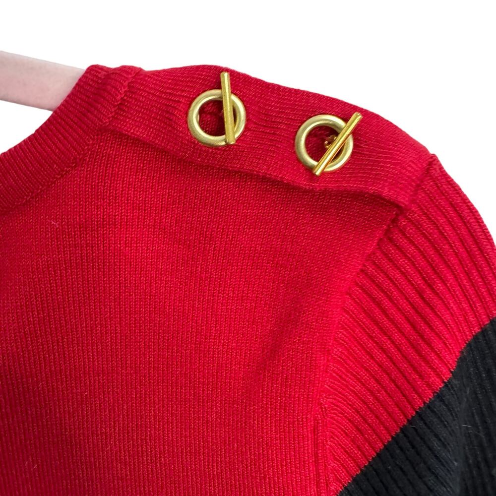 Joseph A. Petite Red and Black Striped Sweater Sweater - Picture 5 of 8